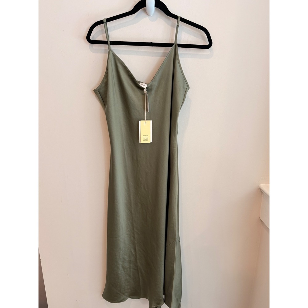 Wilfred Aritzia Only Slip Midi Dress Bitter Sage Green XL 75717 NWT